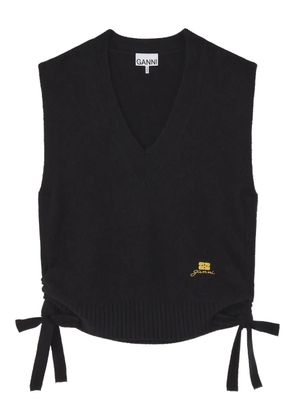 GANNI tie-detail V-neck vest - Black