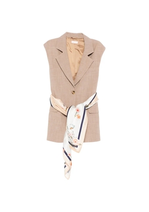 LIU JO scarf-detail waistcoat - Brown
