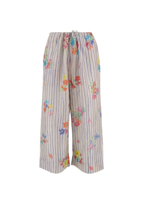Pero striped floral trousers - Neutrals
