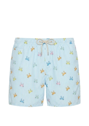 MC2 Saint Barth crab-print striped swim shorts - Blue