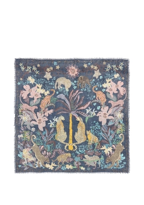 Bimba y Lola fringed-trim patterned scarf - Blue