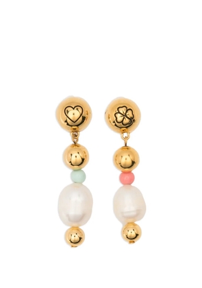 Aurelie Bidermann Dysie smiley pearl earrings - Gold