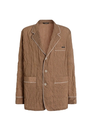 Dolce & Gabbana striped crinkle loungewear shirt - Brown