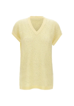 Fabiana Filippi micro sequins V-neck sweater - Yellow