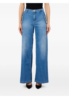 LIU JO button-detail wide-leg trousers - Blue