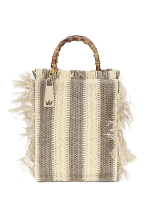 la milanesa Lilium striped raffia fringe tote bag - Neutrals