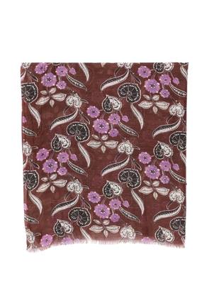 SGOMBERO CANTINE floral fringed scarf - Brown