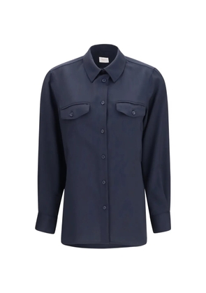 Cruna pockets-detail wool overshirt - Blue