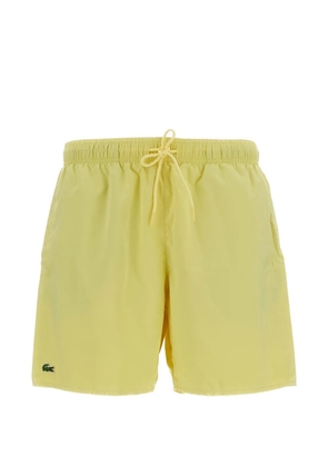 Lacoste elastic-waist logo-patch swim shorts - Yellow