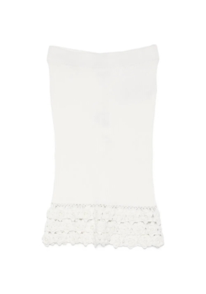 GANNI crochet-trim midi skirt - White