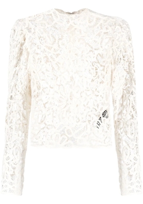 ISABEL MARANT Neline lace long-sleeve top - Neutrals