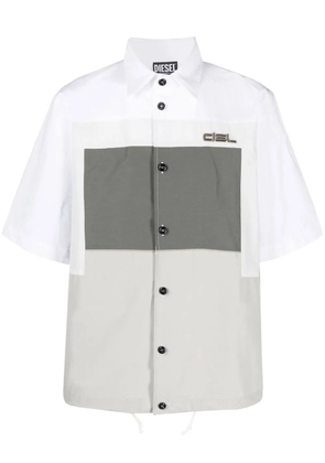 Diesel embroidered-logo colour-block shirt - White