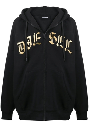 Diesel metallic logo zip-up hoodie - Black