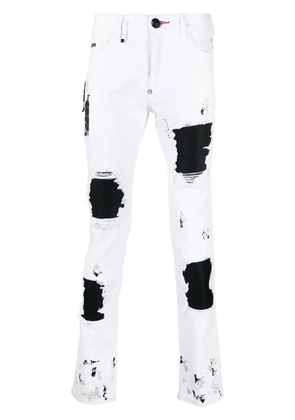 Philipp Plein ripped slim-fit jeans - White