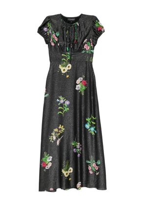Cynthia Rowley floral-print lurex midi dress - Black