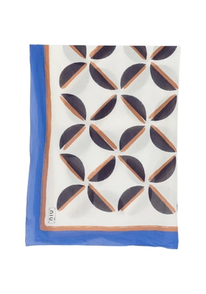 Niu geometric-print scarf - White