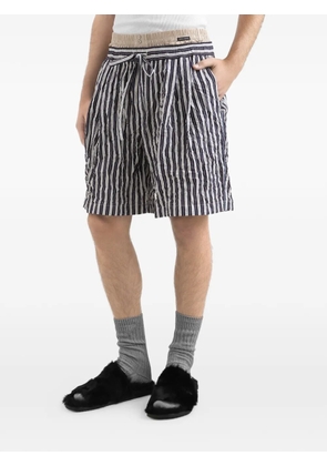 Dolce & Gabbana Crinkled Striped Fabric Bermuda Shorts - Blue