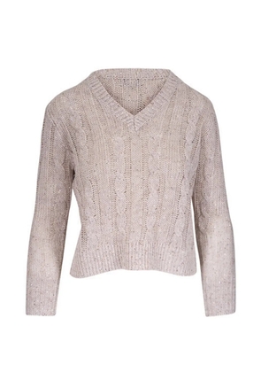 Kinross Cashmere cable knit V-neck sweater - Neutrals