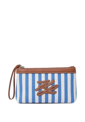 Karl Lagerfeld stripe autograph pouch - Blue