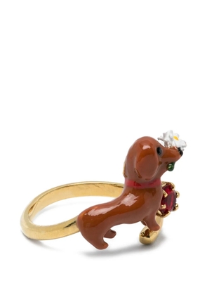 LES NEREIDES dog-embellished ring - Gold
