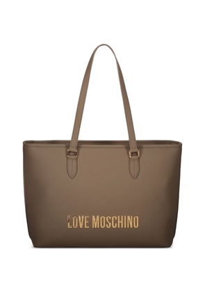 Love Moschino logo-plaque tote bag - Neutrals