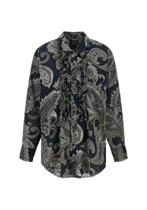 R13 ruffled paisley-print shirt - Blue