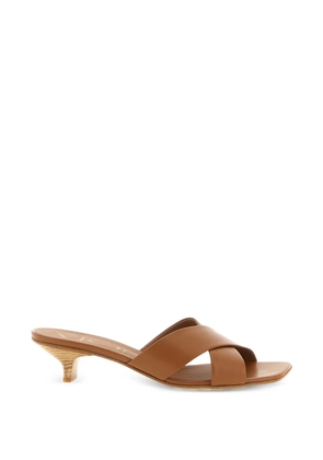 Vicini crossed bands square toe mules - Neutrals