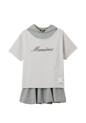 Mini Cream hooded raw-cut dress - Grey