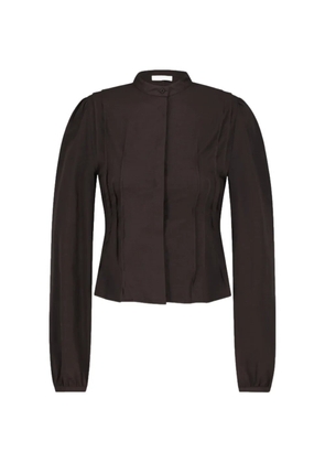 Amomento pintuck slim shirt - Brown