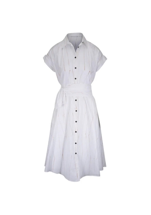 Kiton tie-waist patterned midi dress - White