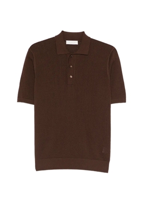 LUIGI GENTILE open-knit polo shirt - Brown