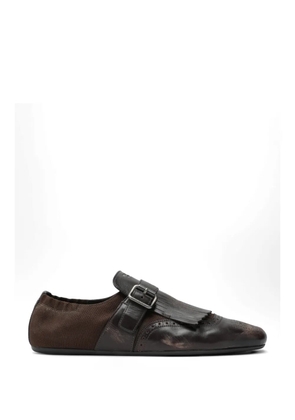 Prada fringed buckle monk shoes - Brown