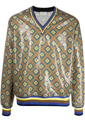 Pierre-Louis Mascia Kurt geometric sequinned sweatshirt - Neutrals
