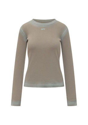 Off-White ribbed long-sleeved top - Neutrals
