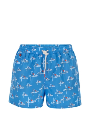 Kiton patterned swim shorts - Blue