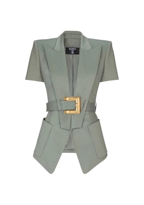 Balmain Anthem belted gabardine jacket - Green