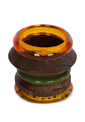 Balmain geometric bangle bracelets set - Brown