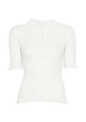 Victoria Beckham ruffle cotton polo top - Neutrals