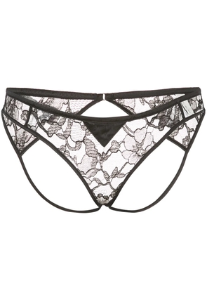 Fleur Du Mal Magnolia lace ouvert briefs - Black