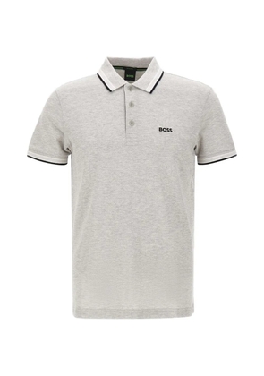 BOSS striped-trim pique polo shirt - Grey
