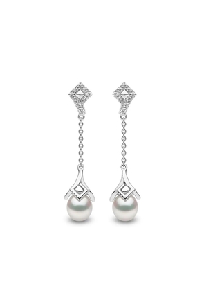 Yoko London 18kt white gold Trend diamond pearl drop earrings - Silver