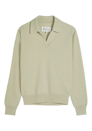 Maison Margiela V-neck knitted polo top - Green