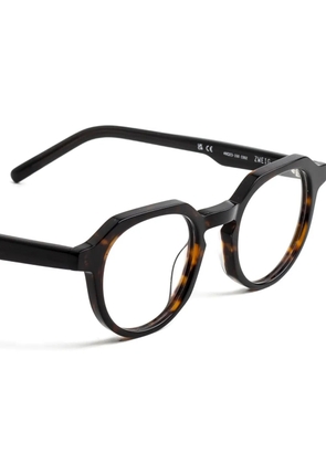 Kaleos geometric-frame glasses - Brown