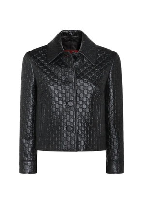 Gucci GG embossed leather jacket - Black