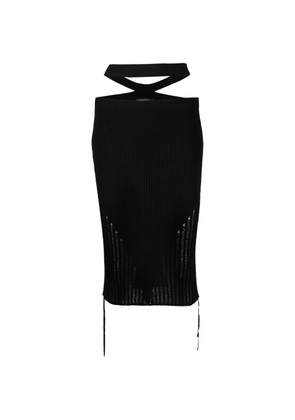 ANDREĀDAMO ribbed waist-panel midi skirt - Black