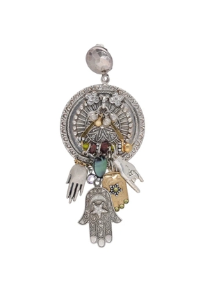 Vintage medallion pendant clip-on earring - Silver