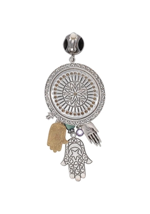 Vintage medallion pendant clip-on earring - Silver