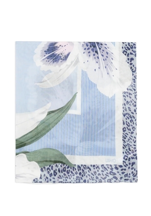 LIU JO floral striped scarf - Blue