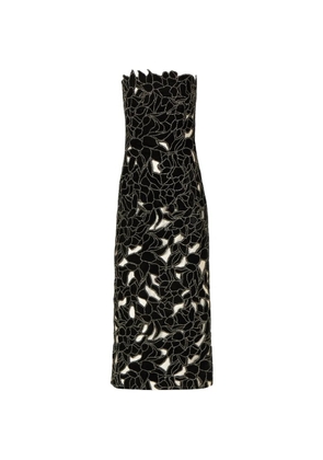 Costarellos Nellia floral-cut strapless midi dress - Black
