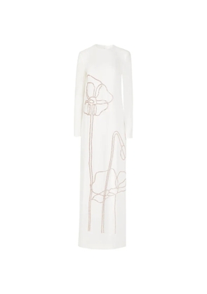 Costarellos Zarie crystal-flower maxi dress - White